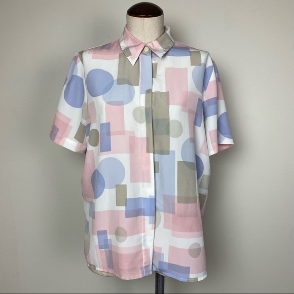 Vintage Geometric Print Blouse - Picture 2 of 9